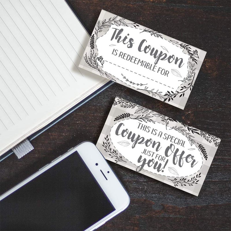 Lone Star Art Botanicals - Set of 50 Coupon Cards - Blank Voucher Gift Card Stationery - Great for Small Business Supplies Gift for Restaurants, Salons, Clothes Boutiques, Double Sided Stationery Cards - Image 5